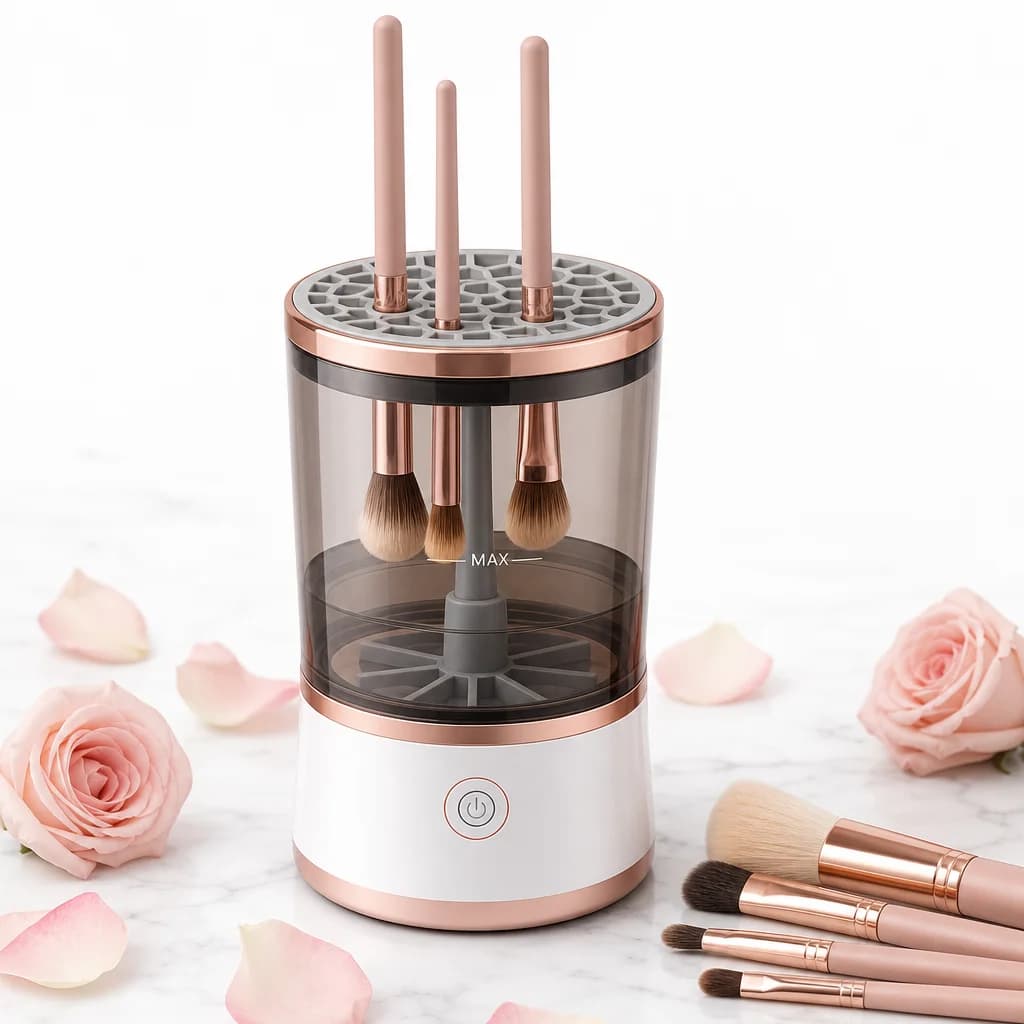 USB Makeup Brush Cleaner & Dryer Machine on marble surface